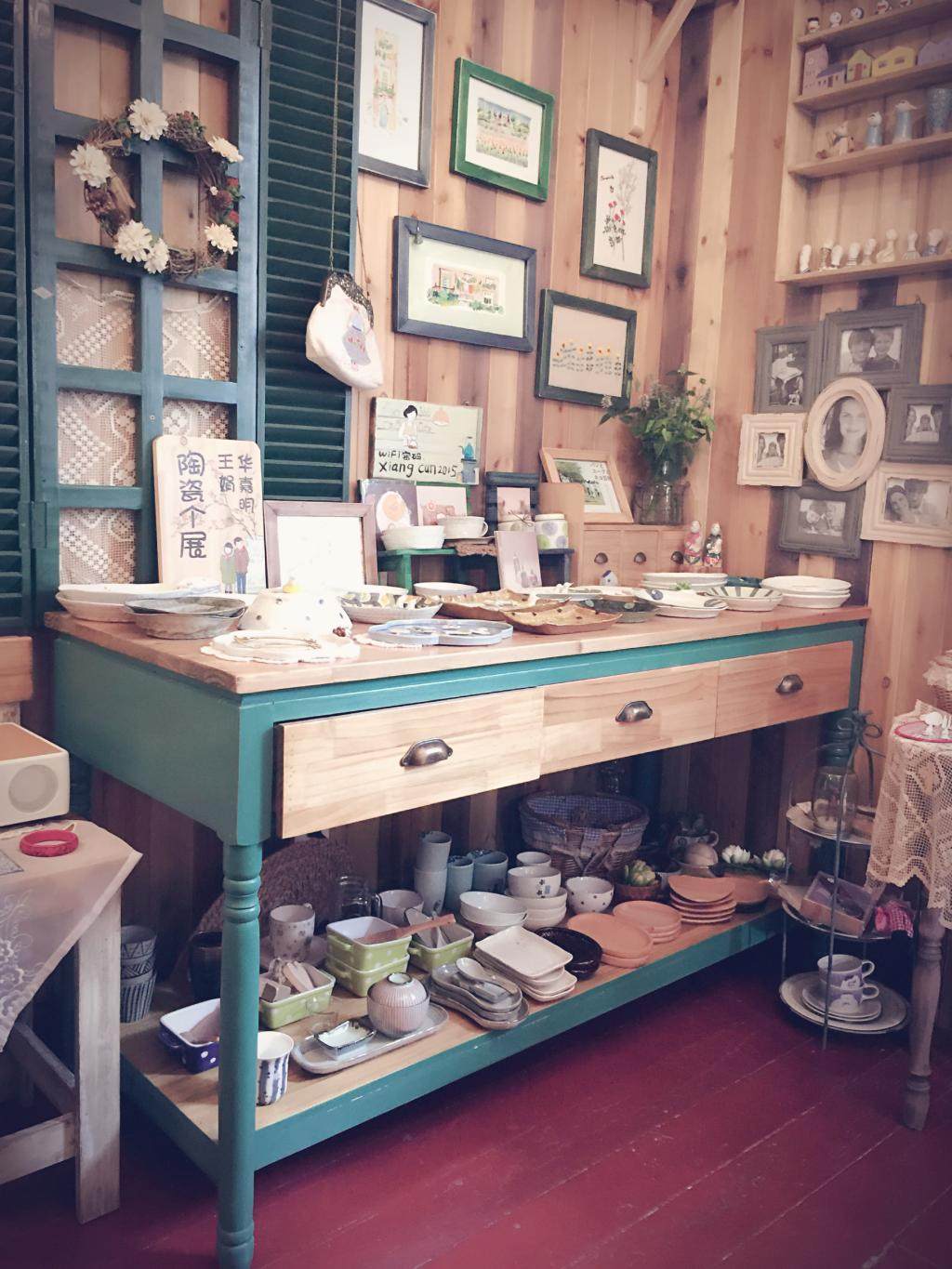 (Yesterday Countryside) Deep Blue Solid Wood Display Table The Island Desk Drawer Table Solid Wood Sens Furniture Custom