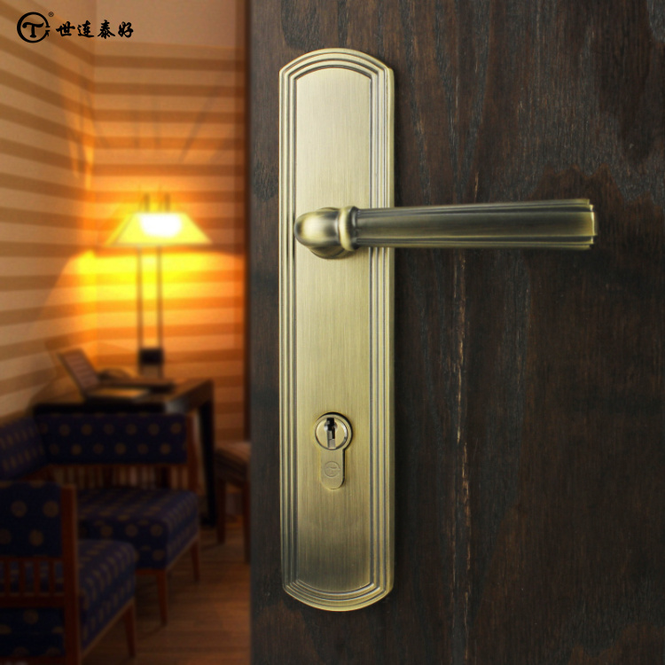 Serentai Good pure copper door lock modern minimalist indoor silent bedroom house door solid wood door full copper retro lock