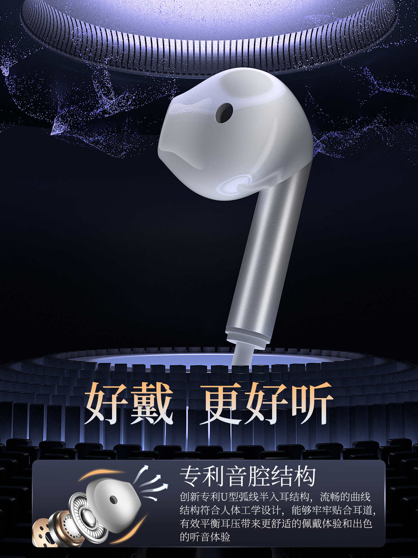 Hp Wired Headphones Semi-In-Ear In-Ear Type-C Computer Karaoke Suitable for Apple, Huawei, Xiaomi, Apple