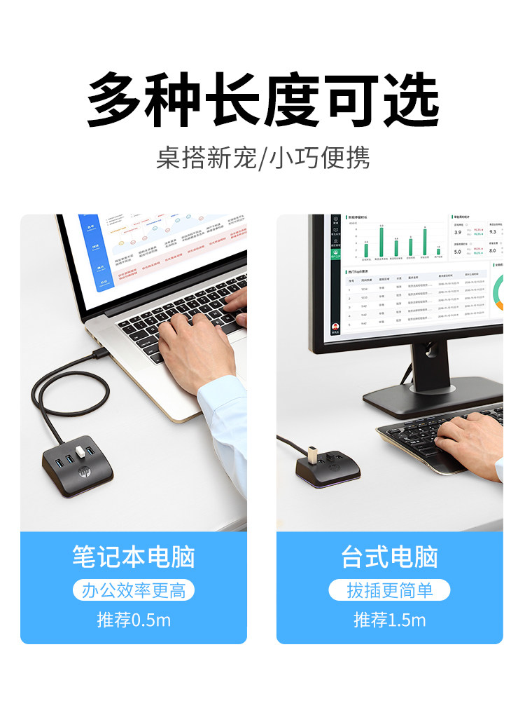 Hp USB Hub Multi-Port Desktop Docking Station Laptop Desktop Extension Splitter Adapter 3.0 Multi-Interface Hub Type-C External Power Supply