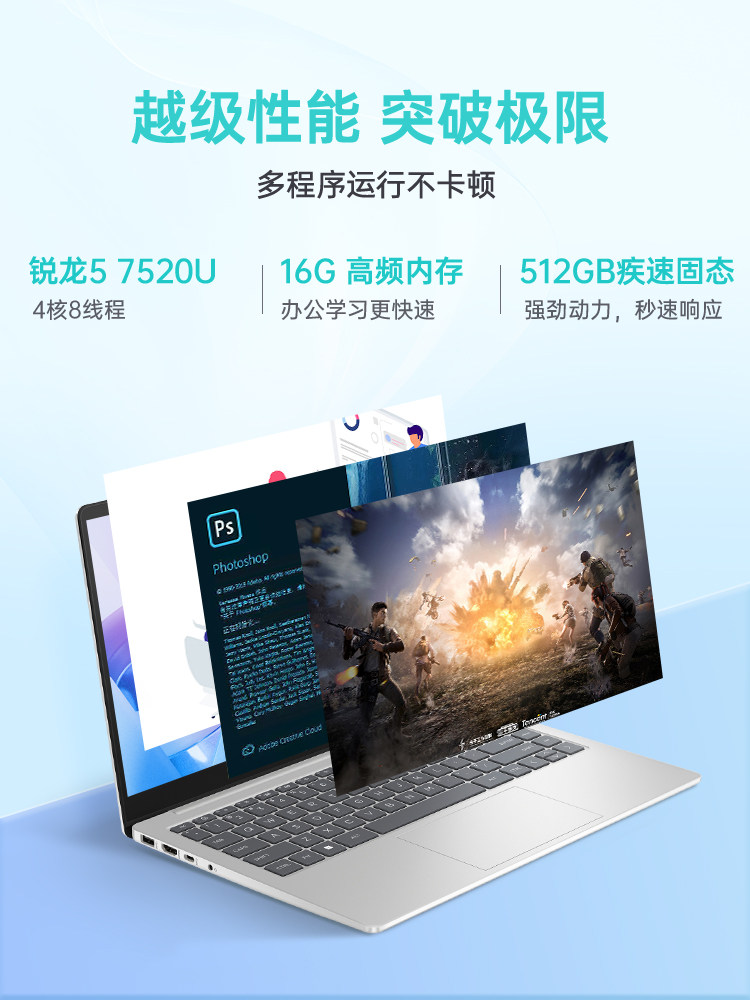 [Popular Lightweight Laptop] Hp/Hp Optional Starbook 14 Ryzen 5 7520U Processor Laptop for Students, Lightweight and Portable Office Laptop, Hp Official Flagship Store