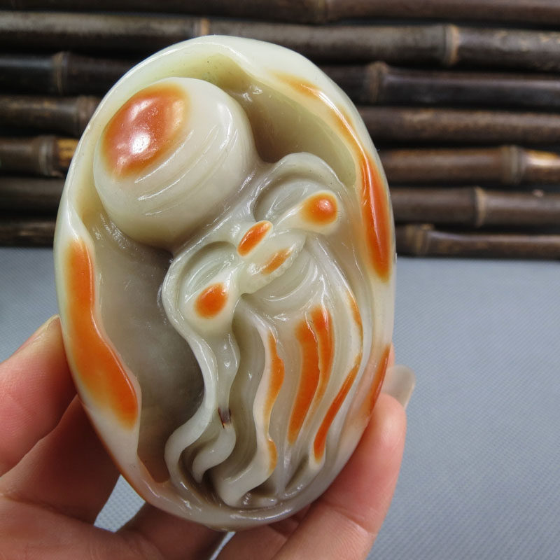 Xiu jade jade suStar handlebar piece Fukusuo double full sculpted piece to give the play long life to the hundreds