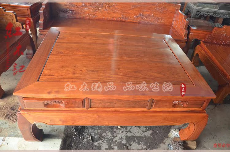 Gỗ hồng mộc Miến Điện hai mặt chạm khắc ghế sofa phong cảnh bộ 6 đồ nội thất bằng gỗ gụ Đông Hưng gỗ gụ - Bộ đồ nội thất ghế gấp thông minh