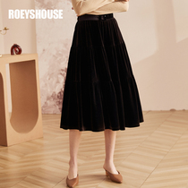 Rocoat elegant large pendulum velvet half body dress new temperament 100 plexe lace velvet cake dress 03198