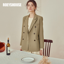 Rocoat Career Commuter Suit Jacket Woman 2022 Spring loaded with new minimalist green closeted waist lacing Western suit 02600