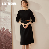 (Rocoat Sweater Dress Serie dress series) Knowsexuality Brief pure color warm to warm cashew with a long skirt 03054