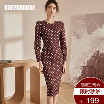 Rocoat Retro Polo Dot Dress Dress New Temperament Lady Dressing with a small selfie in a small selfie with a long skirt 03173