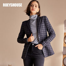 Rocoat Warm Fur Suit Jacket Woman 2020 Winter fit new retro plaid commute to the suit 03033