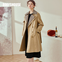 Luo Yi intellectual lapel collar British windbreaker women 2022 Spring New temperament commuter lace medium long coat 02608