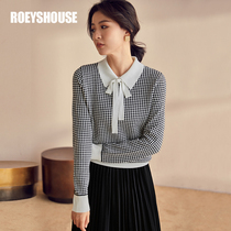 Rocoat Temperament Famous Hime Splicing Lace Sweater Woman 2020 Winter New Warm Knit Elastic Blouse 03555