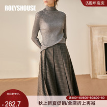 Luo Yi intellectual woolen skirt womens autumn and winter new retro plaid elegant large swing mid-length pleated skirt 00977