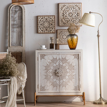 American light luxury art side cabinet high-end integrated wine cabinet living room entrance cabinet French retro carved storage cabinet