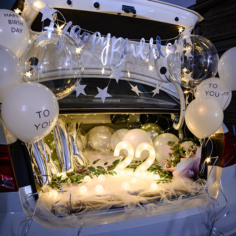 Birthday Decoration Scene layout Goddess Net Redwind Car trunk romantic girlfriend proposal surprise sedan