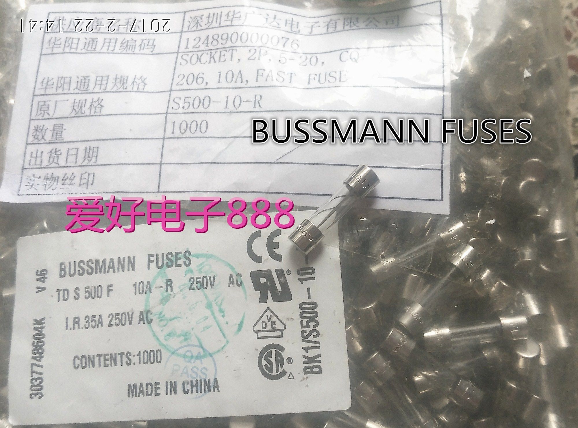 BUSSMANN FUSES TD S500 F10AL250V 5×20 glass fuse insurance tube