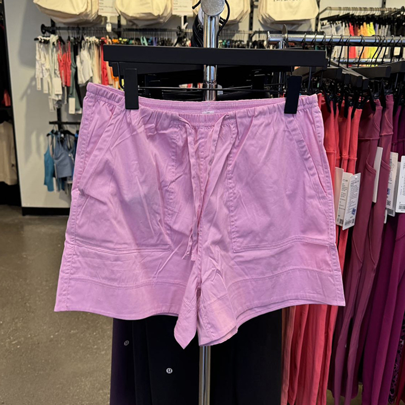 Lululemon Cotton-Blend Women's Lightweight Poplin 4inch Loose High-Waisted Sports Casual Shorts