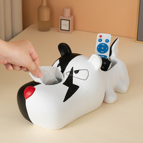 Cute creative tissue box lightning dog ornaments living room coffee table remote control storage box light luxury multi-function drawing paper box