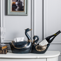 Light luxury cute creative Nordic tissue box Living room decoration Swan ornament Red wine rack Wedding gift paper box