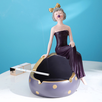Ashtray creative personality trend cute home living room Nordic luxury hipster blowing bubble girl ornaments