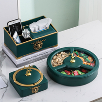 Light extravagant air-dried fruit plate three-piece Nordic grid with lid candy plate luxury high-end nut snack storage box