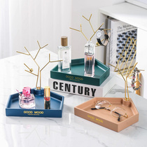 Creative desktop adhesive hook door entrance key storage box ornaments light luxury Nordic jewelry sundries shelf tray