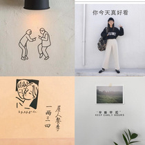 ins Wind creative text self-adhesive wall stickers Nordic decorative girl bedroom literary Net red inspirational background wall
