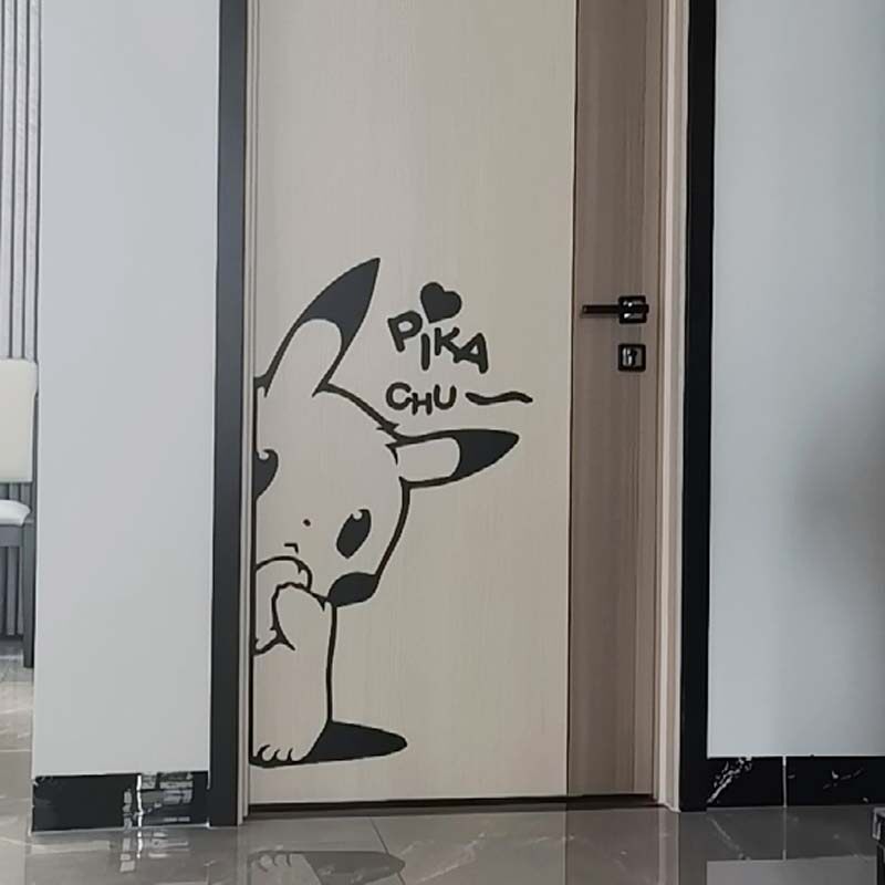 Pikachu wall sticker room bedroom set cartoon cute picture mirror decoration wardrobe shoe cabinet creative sticker