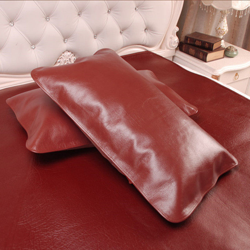 Olin cowhide pillow mat whole leather without stitching head layer buffalo cowhide pillowcase breathable cool and cool leather pillowcase