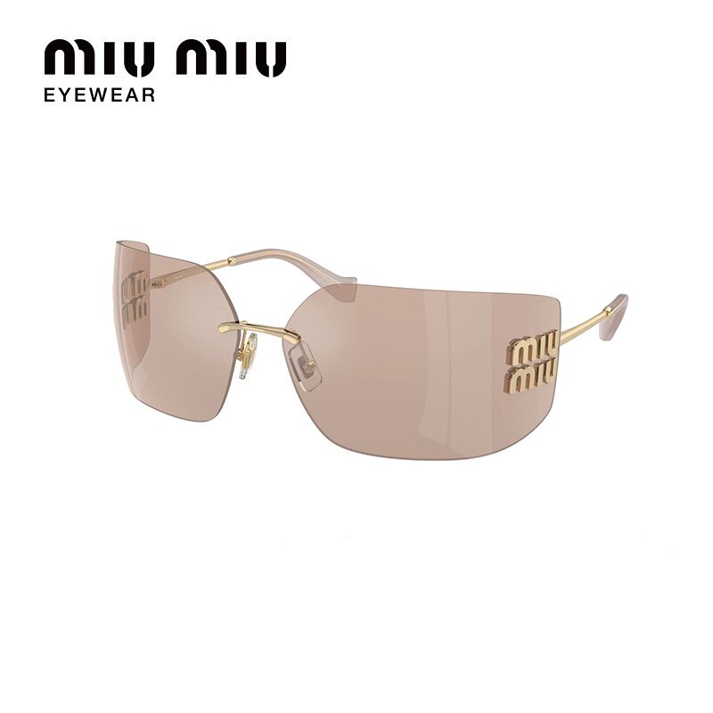 Miumiu Zhang Yuanying Same Style Sunglasses Frameless Metal Sunglasses for Women Letter Logo 0Mu 54Ys