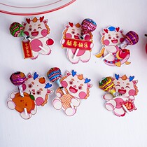 Price of 60 pieces Spring Festival blessing dragon treasure shaped lollipop decorative paper card New Year candy packaging card message card