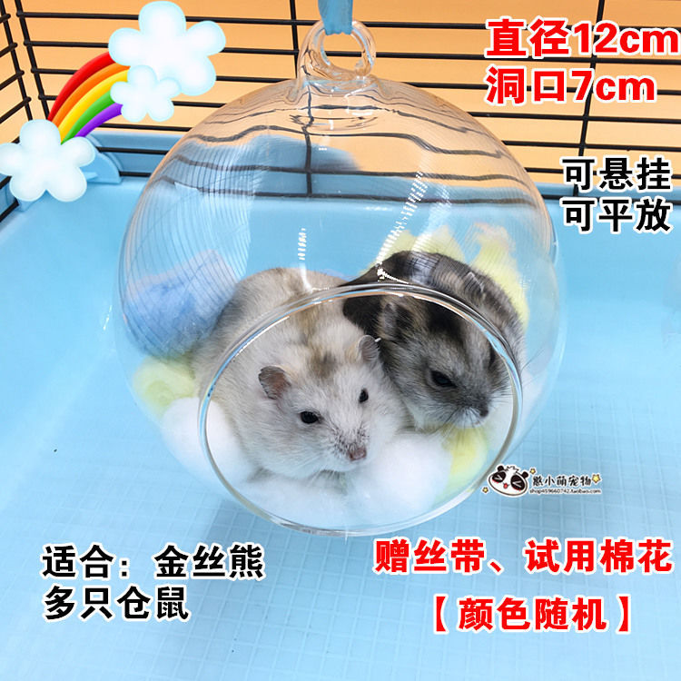 Hamster Glass Nest Golden Hamster Igloo Play Paper Strips Transparent Small Nest Spherical Small Hammock Sleeping Nest Cooling Ice Wine Bottle