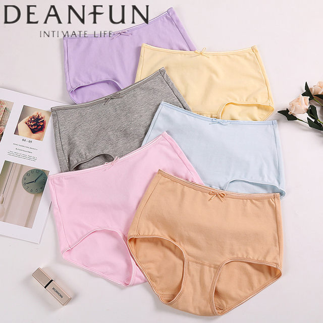 4 pack special offer Die An Fen women's underwear pure cotton mid-high waist elastic large size small boxer hip full cotton shorts