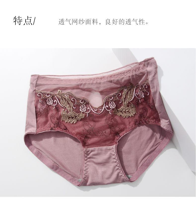 Mid-thêu ren gợi cảm kích thước lớn nữ tam giác đồ lót đáy quần cotton hông hông mùa thu - Tam giác quần lót nữ đẹp