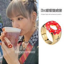 lisa same ring doughnut light luxury high grade ring niche zircon color opening East Gate New Tide