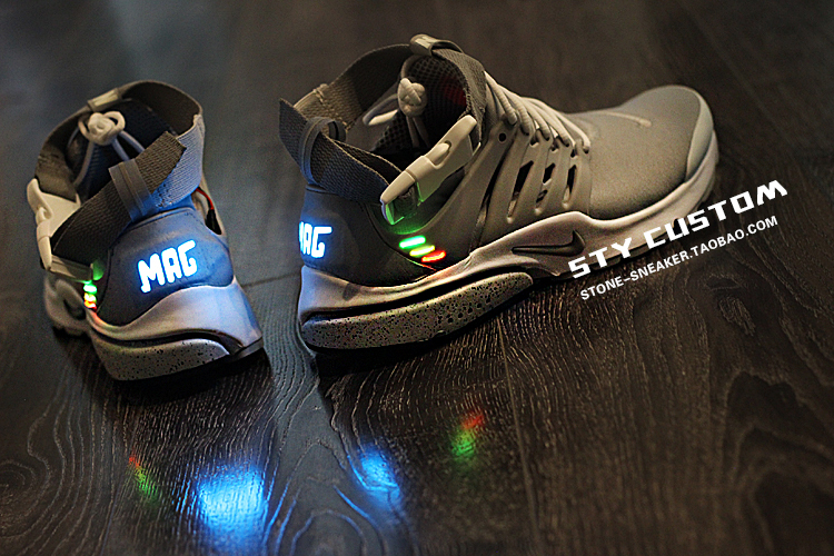 Sty Custom Sneakers Modified Nike Id Presto Mag Back to the Future Light Set and Glow-In-The-Dark Features