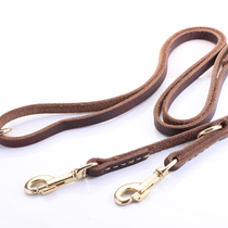 Multifunction Medium Dog Large Dog Genuine Leather Traction Rope Dog Chain Sub Gold Wool Walking Dog Rope Traction Belt