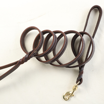 Headlayer cow leather double handle dog rope dog chain with large canine dog chain traction rope reflective traction rope gold wool dog chain