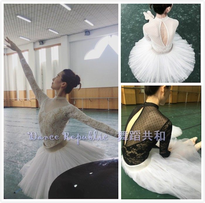 Dance Republic imported spot Xiaoxiao new ballet jumpsuit practice long sleeve lace ring collar 1720