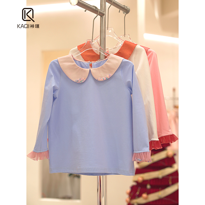 (Qi Qi Original) girl's fall new foreign air girl web yarn bright sheet long sleeve undershirt blouses 89255-Taobao