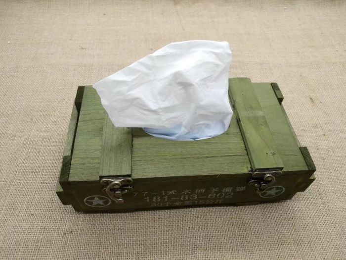 Solid Wood Army Meme Swing Piece 77-1 Pocket Wooden Box Extractable Toilet Paper Box Debris Box Zero Money Jar Containing Box