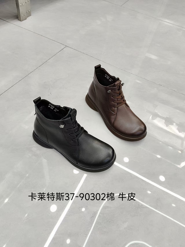 Kalaites 2025 Autumn New Low-Heeled Cowhide Casual Extra-Large Size Women's Short Boots Single Boots Genuine 37-9030