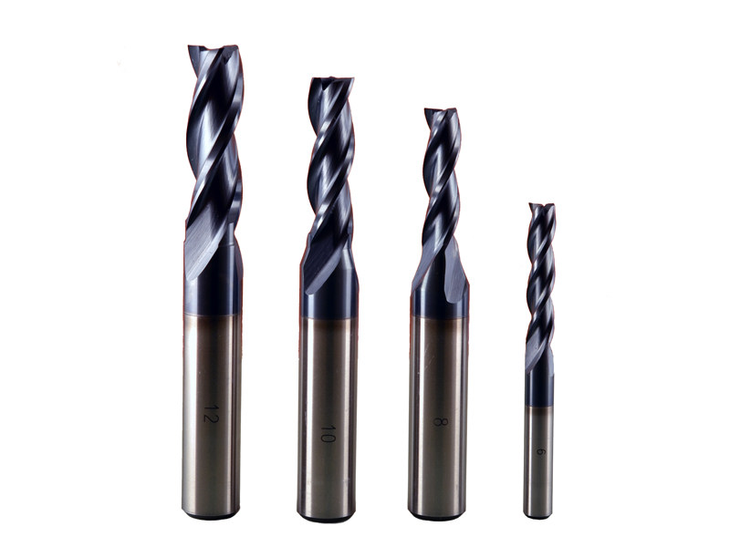 NIIYD woodworking three-edge spiral milling cutter through the center of the end milling Hard coating end milling Solid wood trimming angle cleaning flat bottom