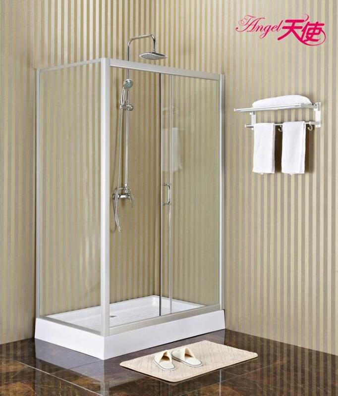L-Shaped/Rectangular/Curved Shower Room Simple Shower Enclosure 3C Tempered Glass Partition Sand Silver Aluminum Alloy Bathroom
