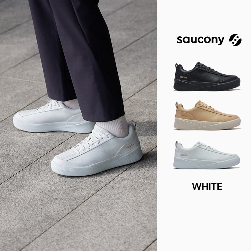 Saucony White Prm Sports Casual Shoes, Trendy, Fashionable, Comfortable and Versatile Cowhide Running Shoes Sl
