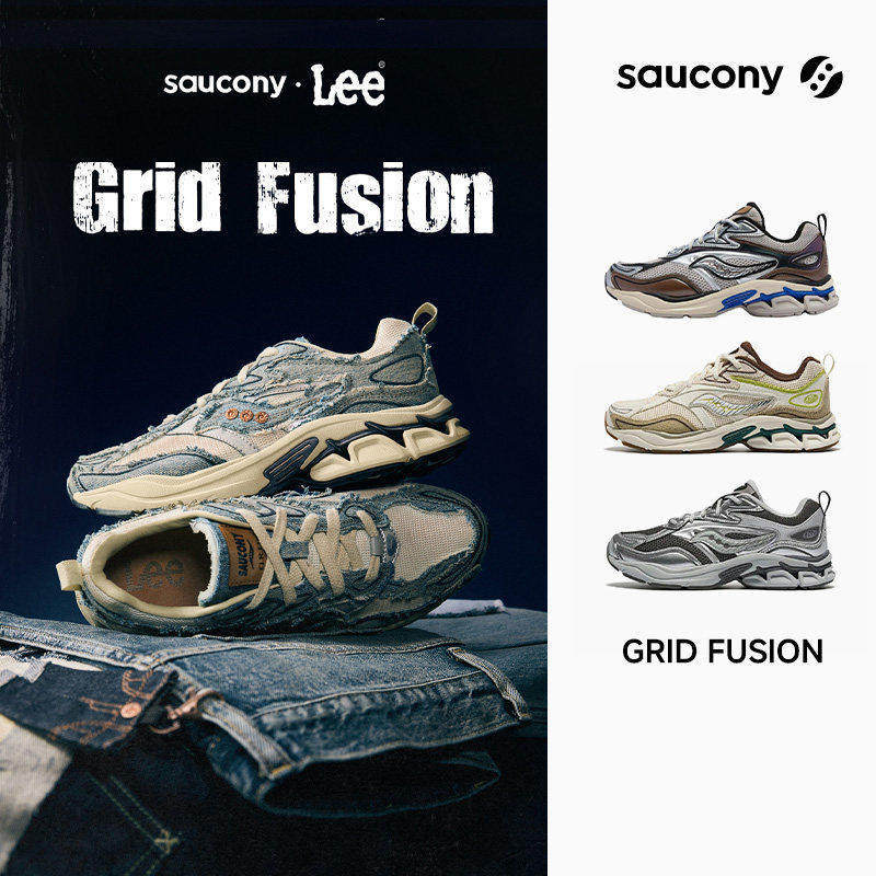 Saucony Grid Fusion Men's and Women's Retro Breathable and Wear-Resistant Casual Shoes Lc Official Warehouse Direct Delivery