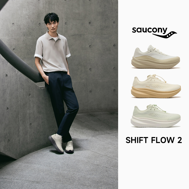 【Direct from Official Warehouse】Saucony Shift Flow 2 Couple's Edition Thick-Soled Shock-Absorbing Running Shoes
