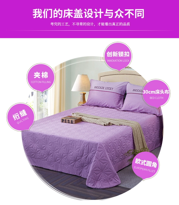 Tấm bông dày đơn mảnh Bông màu tím dày 1,5 m giường 1,8 m trải giường đơn