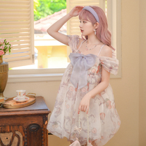 Strawberry jam in escape princess mesh flower dress sweet collar two dresses in the skirt of the woman Xia Yuan Yuan