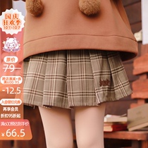 Original Mori tribal milk tea plaid skirt spring and autumn pleated skirt high waist A- line dress 2021 New retro skirt