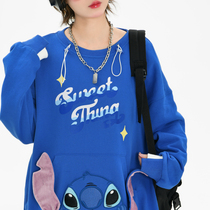Stich co-named the original female tribe round collar neutral wind loose songklein blue jacket boyfriend feng and autumn