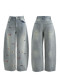 Mori tribe wax dog embroidered jeans ສໍາລັບແມ່ຍິງພາກຮຽນ spring ຮູບແບບໃຫມ່ລ້າງຫວານແບບວ່າງ slimming ແອວສູງຂາກ້ວາງ pants